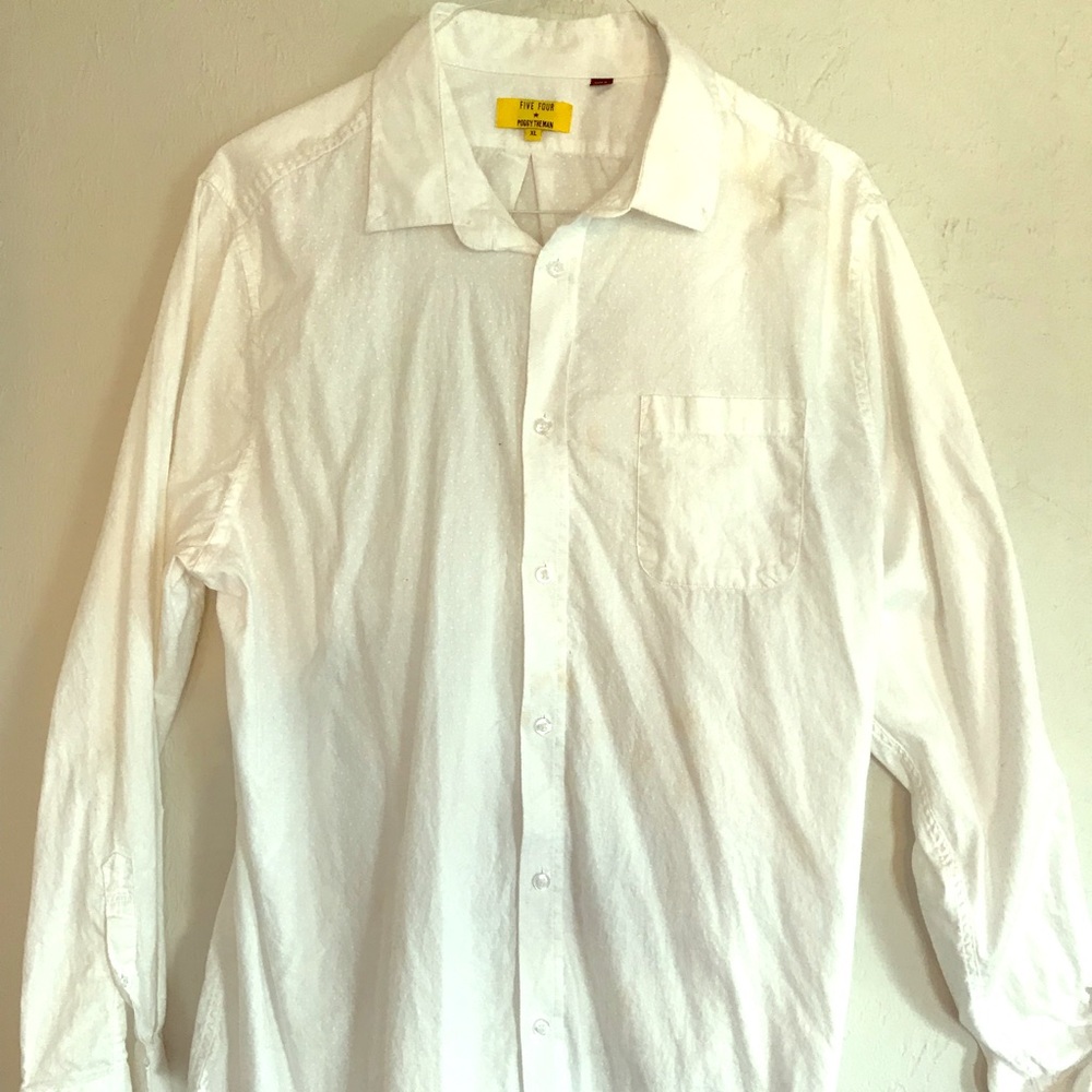 Five four XL white textured slim dress shirt
